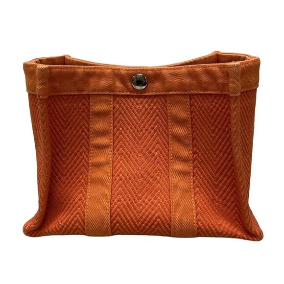 HERMES minicabus - Orange Abaca Cotton Pouch